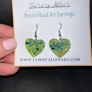 Tammy Allen Green Heart Earrings